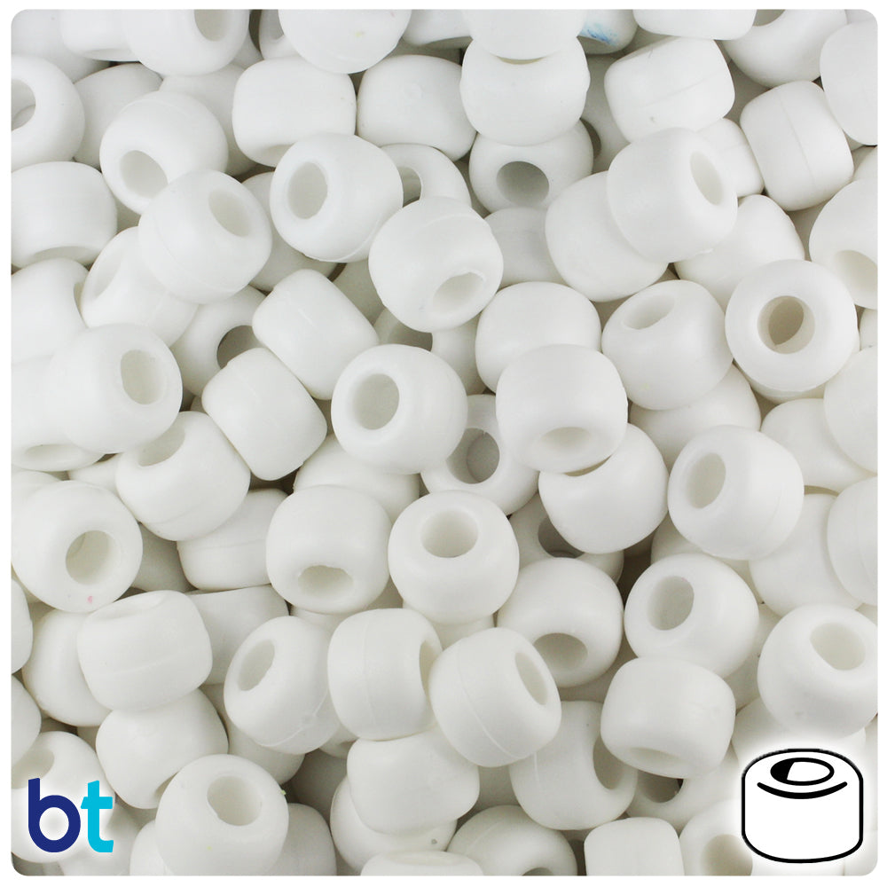 390 White Iridescent Pearlized Pony Beads 6 mm