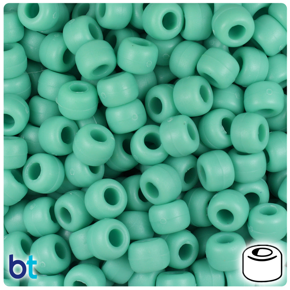 BeadTin White Matte 9mm Barrel Plastic Pony Beads (500pcs)