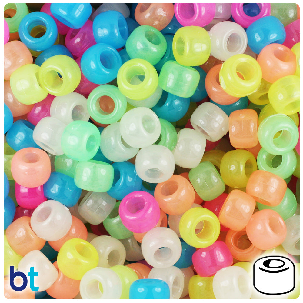 BeadTin Turquoise Transparent 9mm Barrel Plastic Pony Beads (500pcs)
