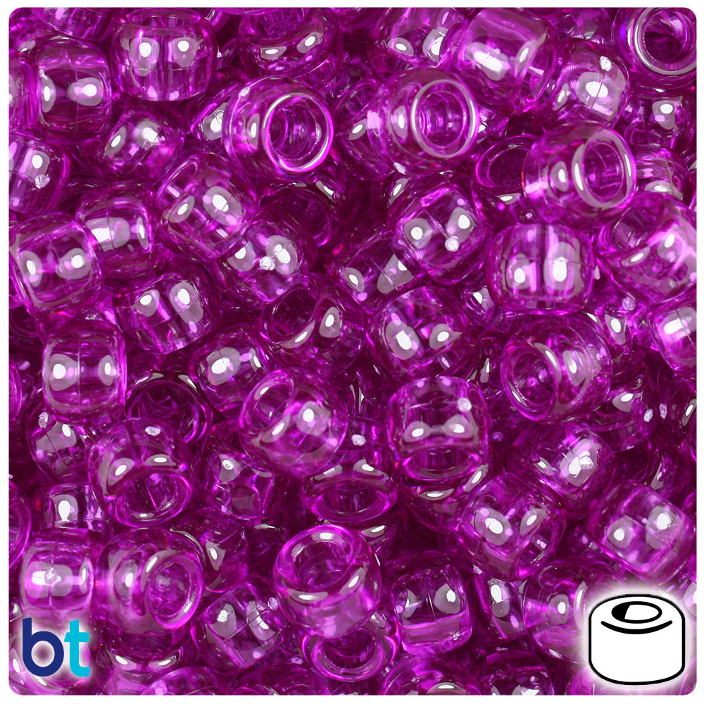 BeadTin Light Purple Pearl 9mm Faceted Barrel Plastic Pony Beads (500pcs)