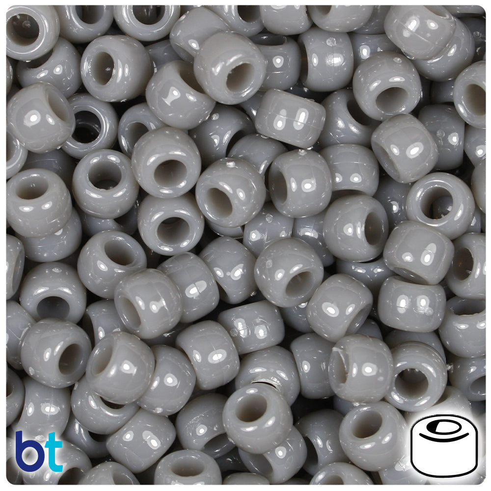 BeadTin Black Opaque 6.5mm Mini Barrel Plastic Pony Beads (1000pcs)