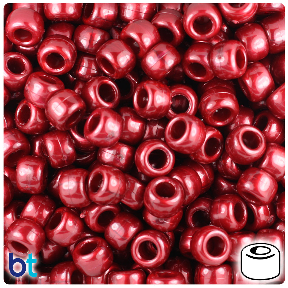Beadtin Red Opaque 9mm Barrel Pony Beads (500pcs)