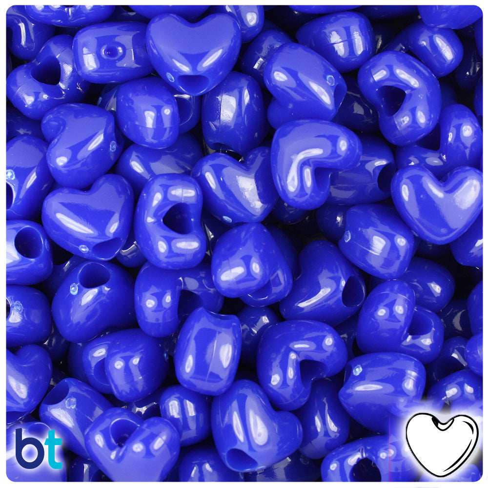 BeadTin Dark Lilac Opaque 12mm Heart (HH) Plastic Pony Beads (250pcs)