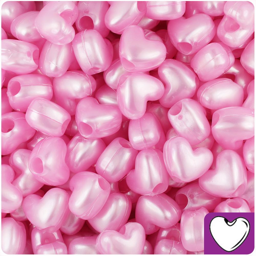 Baby Pink Opaque 12mm Heart (HH) Pony Beads (250pcs)