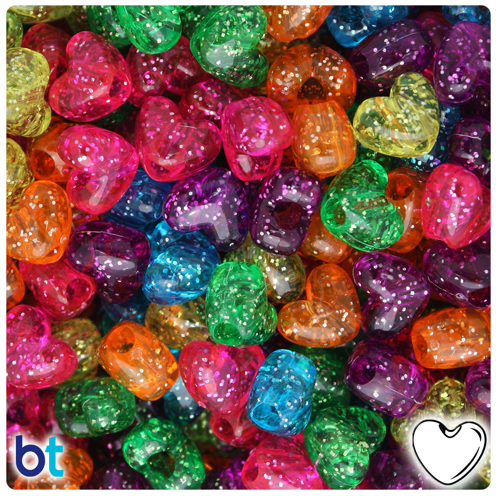 200 Glitter Pony Beads - Acrylic - 6mm x 4mm, Julz Beads