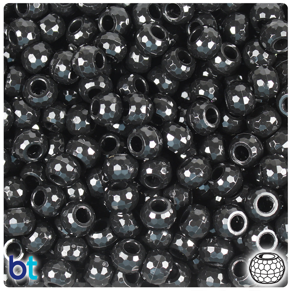 BeadTin Black Matte 9mm Barrel Pony Beads (500pcs)