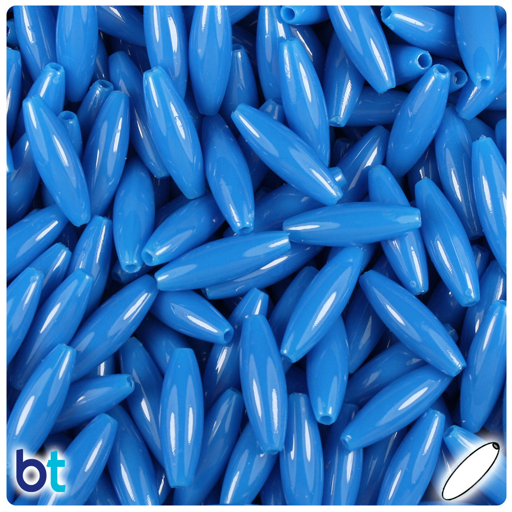 BeadTin True Blue Neon Bright 14mm Oval Plastic Pony Beads (200pcs)