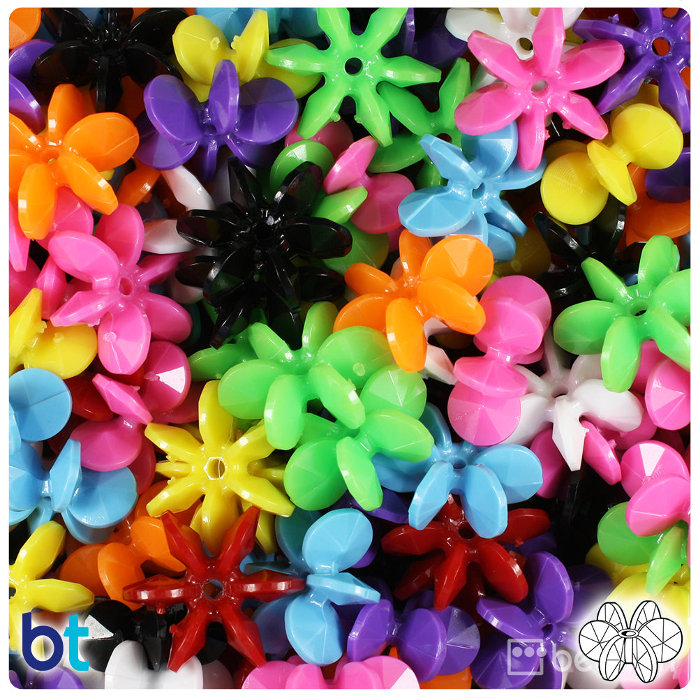 Transparent Mix 25mm SunBurst Plastic Beads (80pcs)