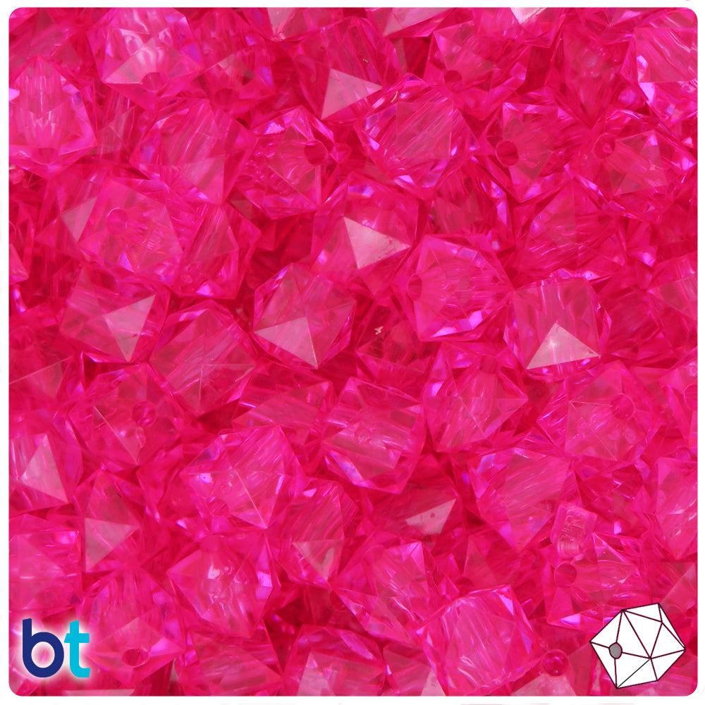Mixed Transparent 10mm Faceted Cube Plastic Beads (100pcs)