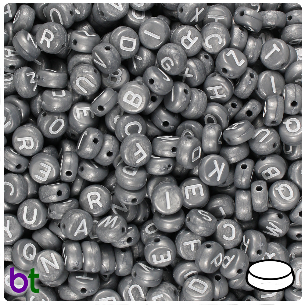 Pink Opaque 7mm Coin Alpha Beads - Black Letter Mix (250pcs)