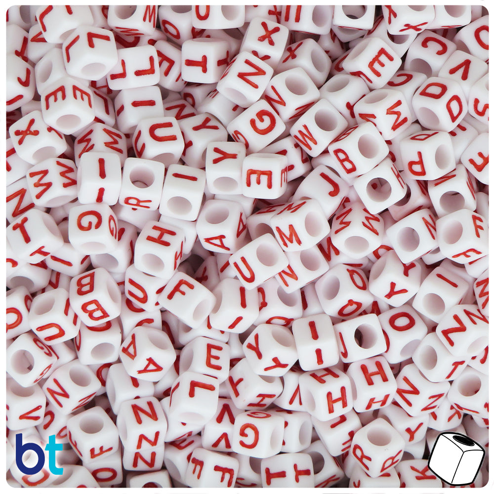 Multicolor Cube Alphabet Letter Beads, Multicolored Beads With