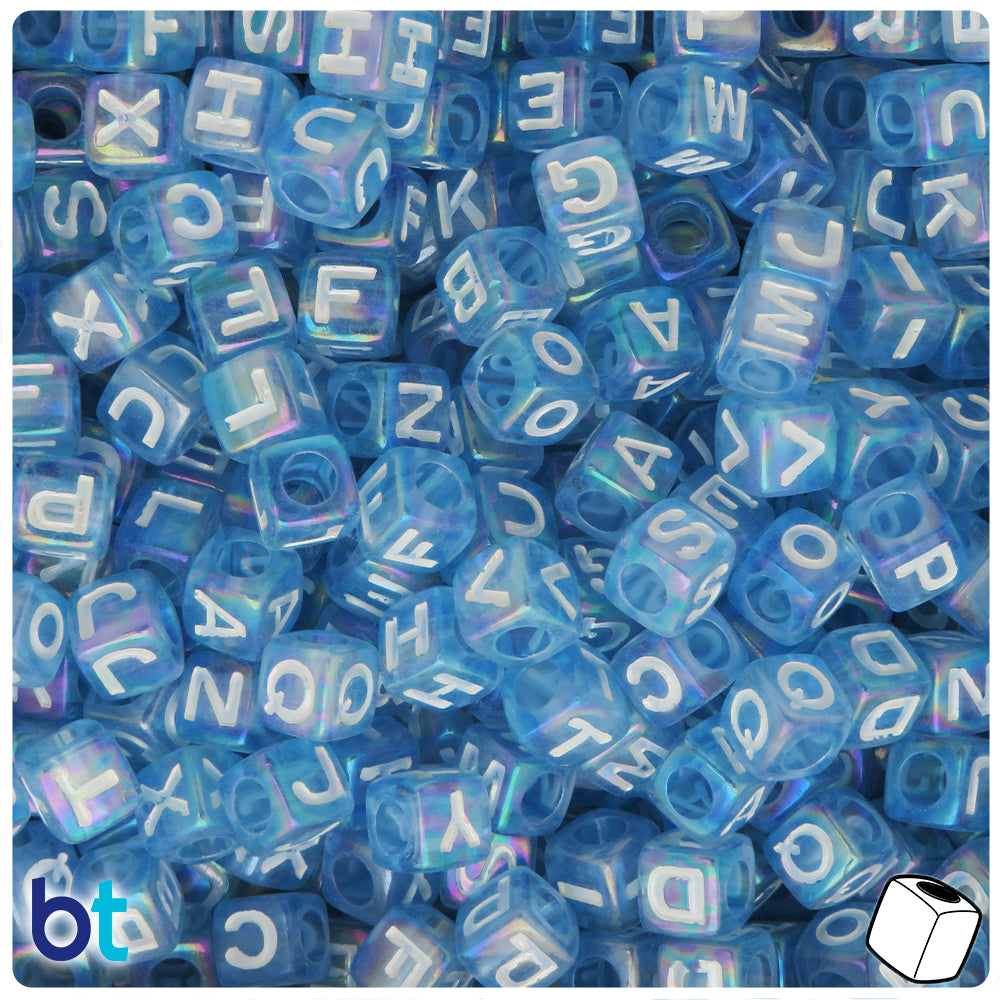 7mm Black Or White - Alphabet Cube Beads A to Z - Letter Beads