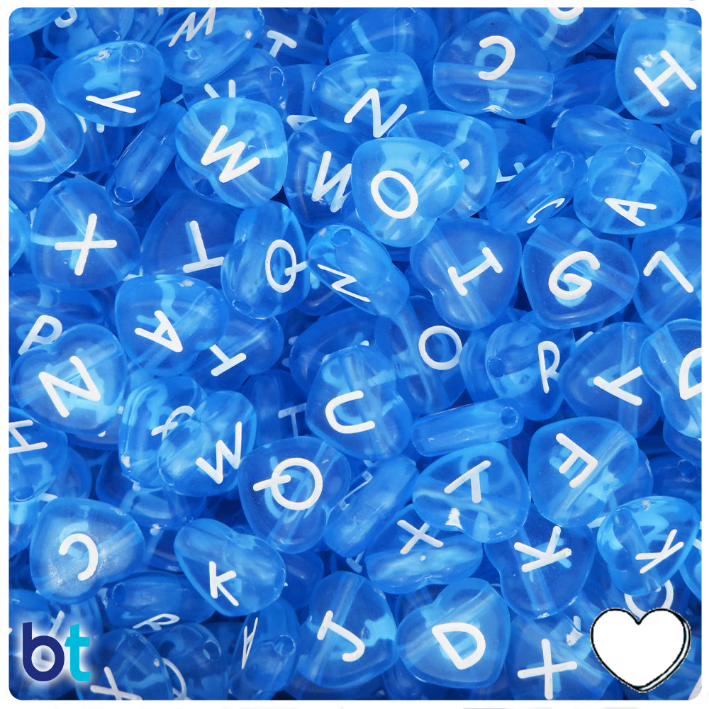 BeadTin Royal Blue Opaque 12mm Heart (HH) Plastic Pony Beads