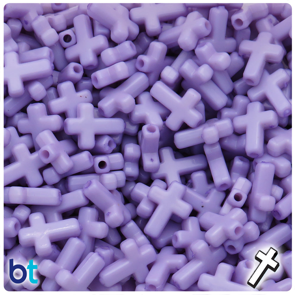 Light Purple Opaque 16mm Cross Plastic Beads (100pcs)