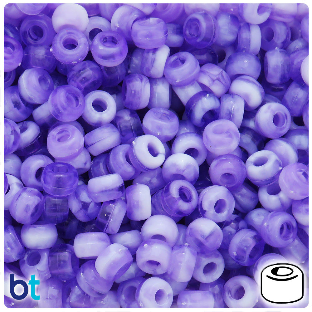 BeadTin Dark Purple Pearl 9mm Barrel Pony Beads (500pcs)