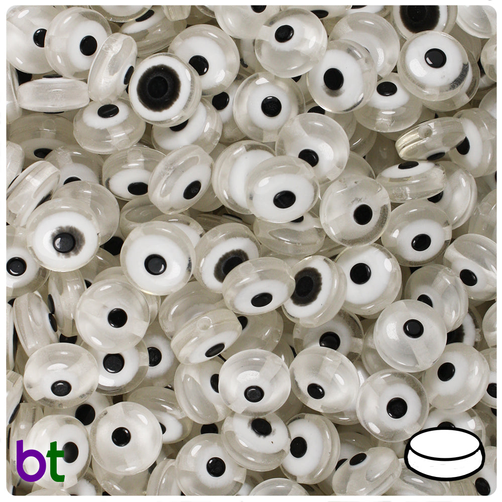 Bead Gallery 10mm Black & White Eye-Dot Glass Round Beads - Each