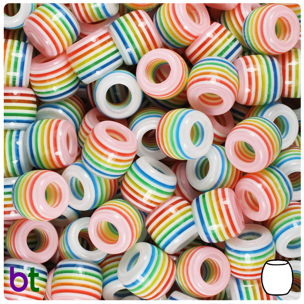 Mixture of Transparent Colorful & Rainbow Striped Resin Beads