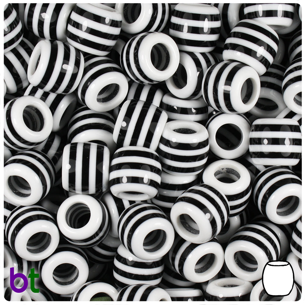 Rainbow Transparent 12mm Round Resin Beads - White Stripes (50pcs)