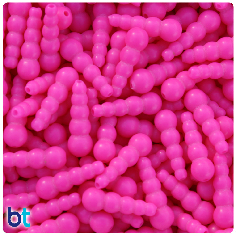 Magenta Neon Bright Plastic Craft Beads Mix (113g)