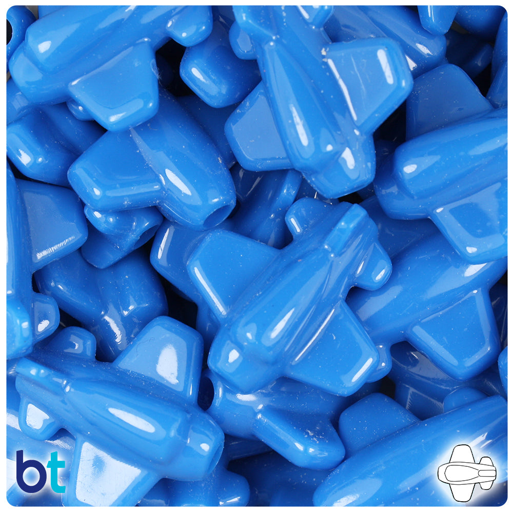 True Blue Neon Bright 25mm AirPlane Pony Beads (24pcs)