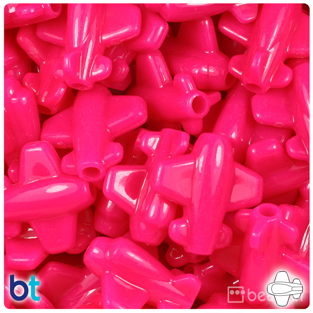 Magenta Neon Bright 25mm AirPlane Pony Beads (24pcs)