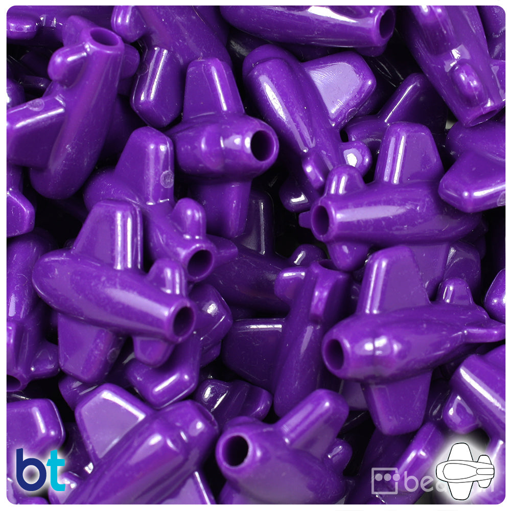 Plum Neon Bright 25mm AirPlane Pony Beads (24pcs)