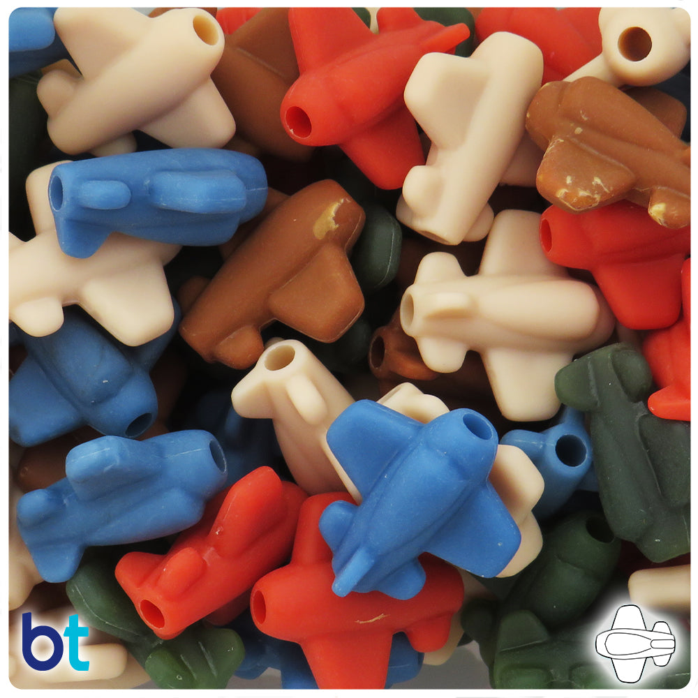 Americana Matte 25mm AirPlane Pony Beads (24pcs)