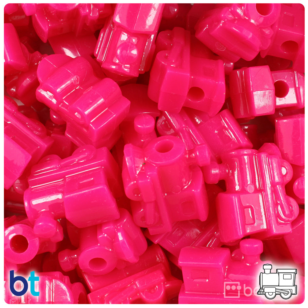 Magenta Neon Bright 22mm Train Pony Beads (24pcs)