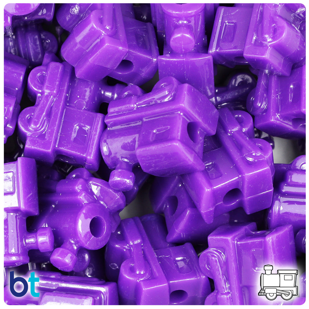 Plum Neon Bright 22mm Train Pony Beads (8pcs)