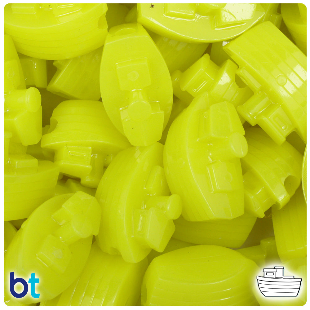 Lemon Neon Bright 25mm Boat Pony Beads (24pcs)