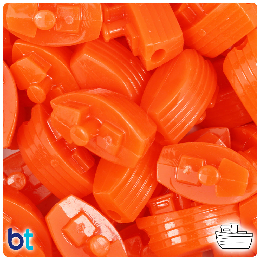 Tangelo Neon Bright 25mm Boat Pony Beads (8pcs)