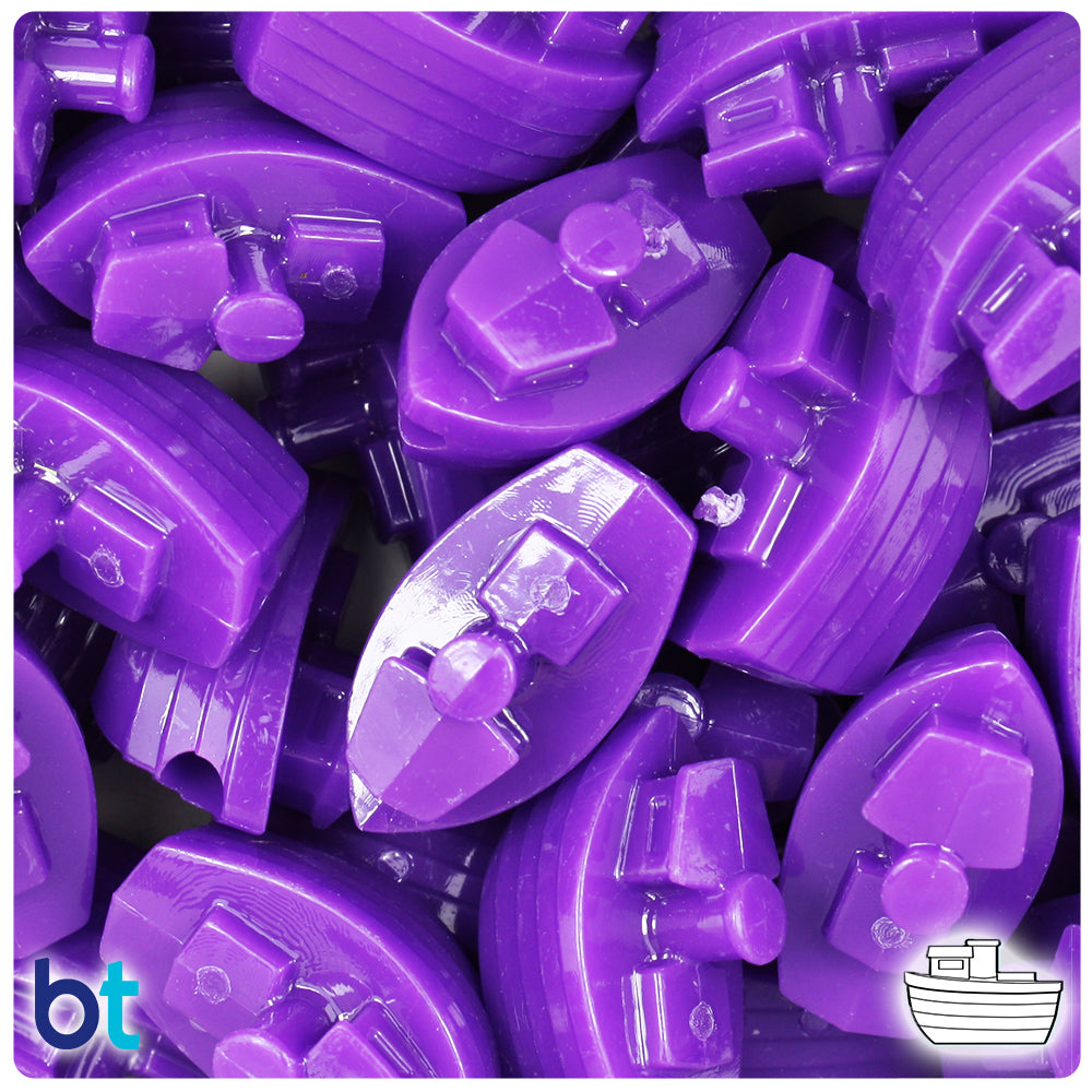 Plum Neon Bright 25mm Boat Pony Beads (8pcs)