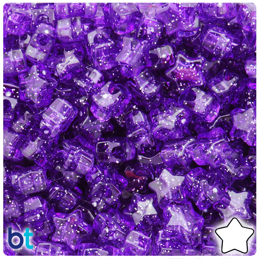 Amethyst Sparkle 13mm Star Pony Beads (250pcs)