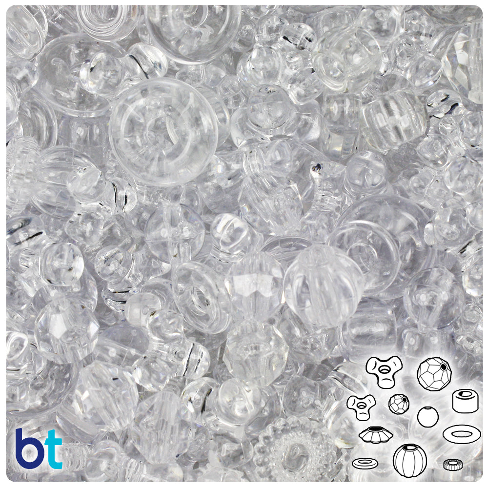 Wholesale Case Plastic Craft Beads Mix - Transparent