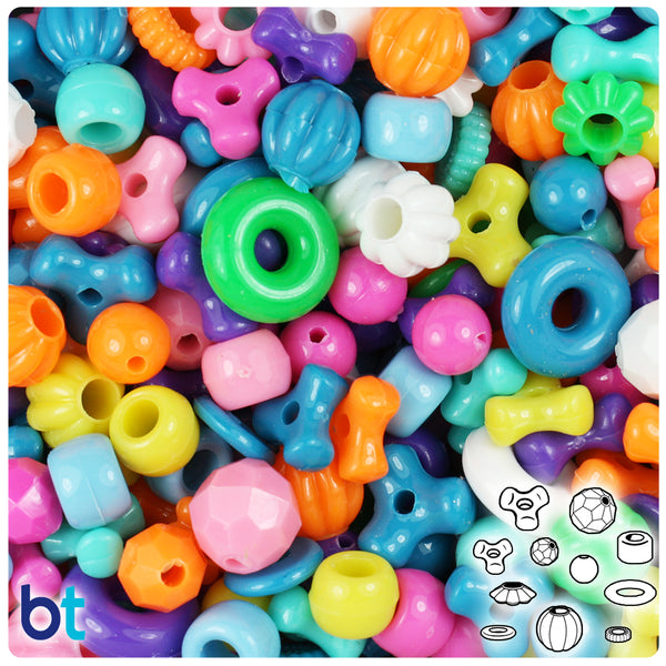 Bright Opaque Mix Plastic Craft Beads Mix (113g)