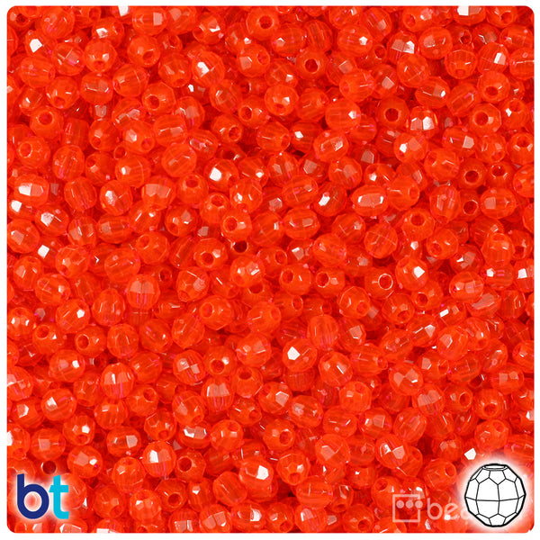 BeadTin Fire Red Transparent 8mm Faceted Round Craft Beads (450pcs