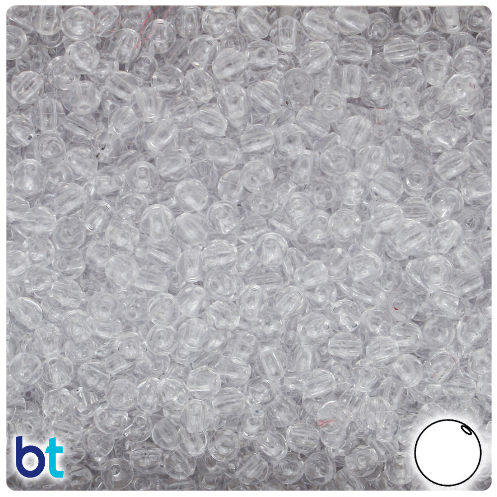 Wholesale Case 5mm Round Plastic Beads - Transparent