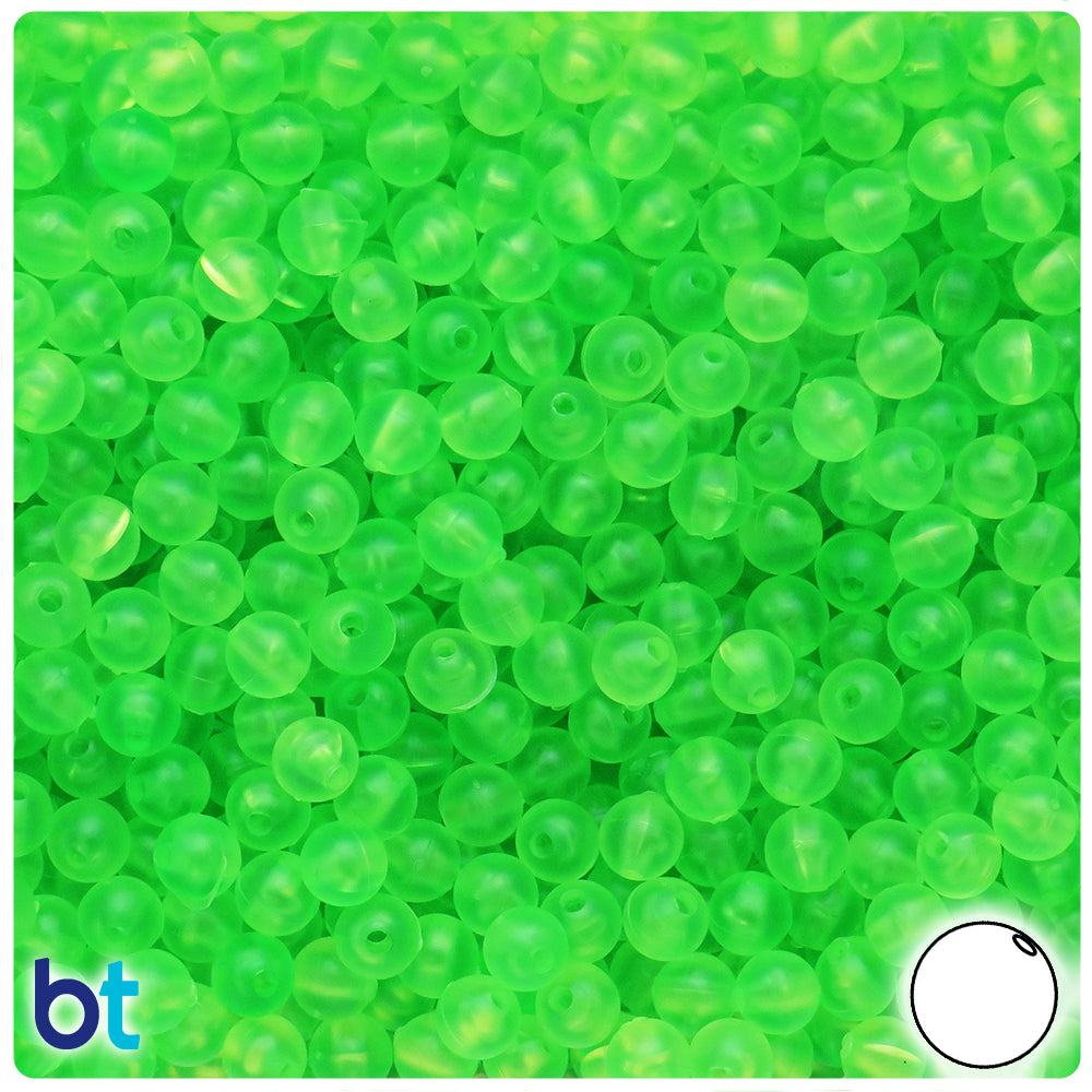 Lime Frosted 6mm Round Plastic Beads (500pcs)