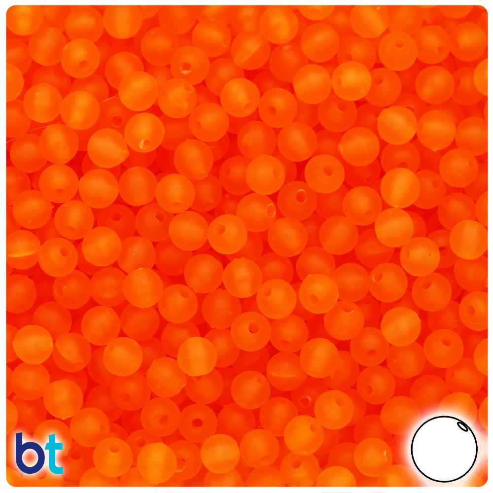 Orange Frosted 6mm Round Plastic Beads (500pcs)