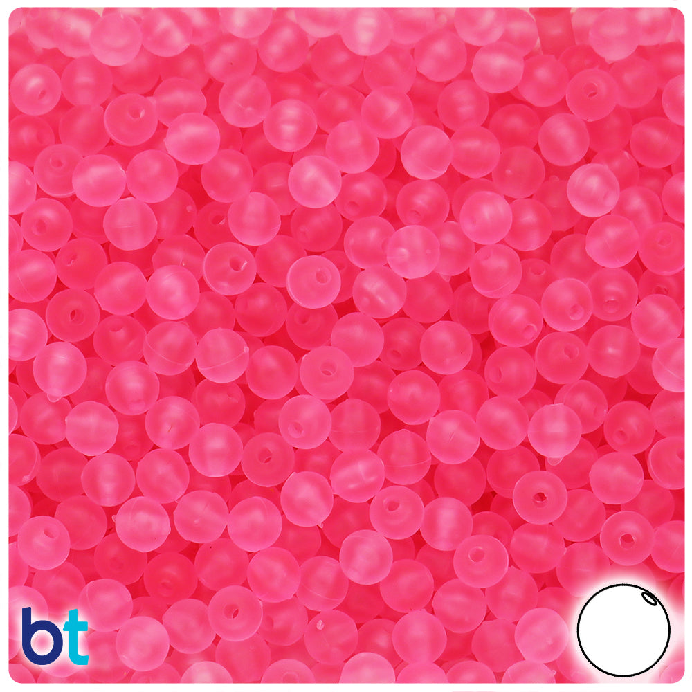 Pink Frosted 6mm Round Plastic Beads (500pcs)