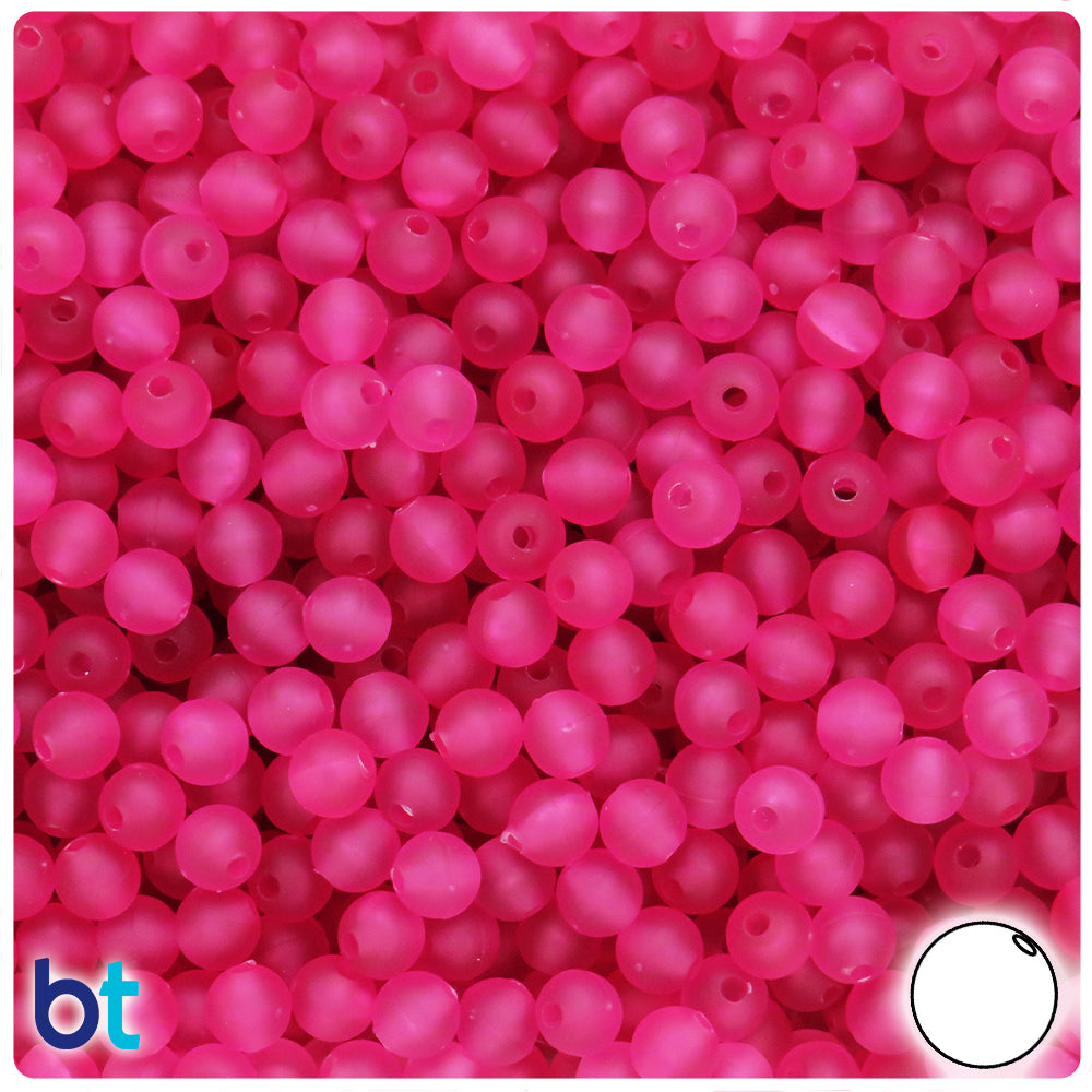 Fuchsia Frosted 6mm Round Plastic Beads (500pcs)