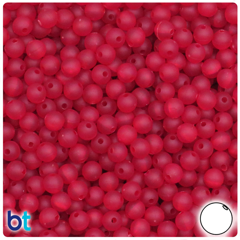 Dark Ruby Frosted 6mm Round Plastic Beads (500pcs)