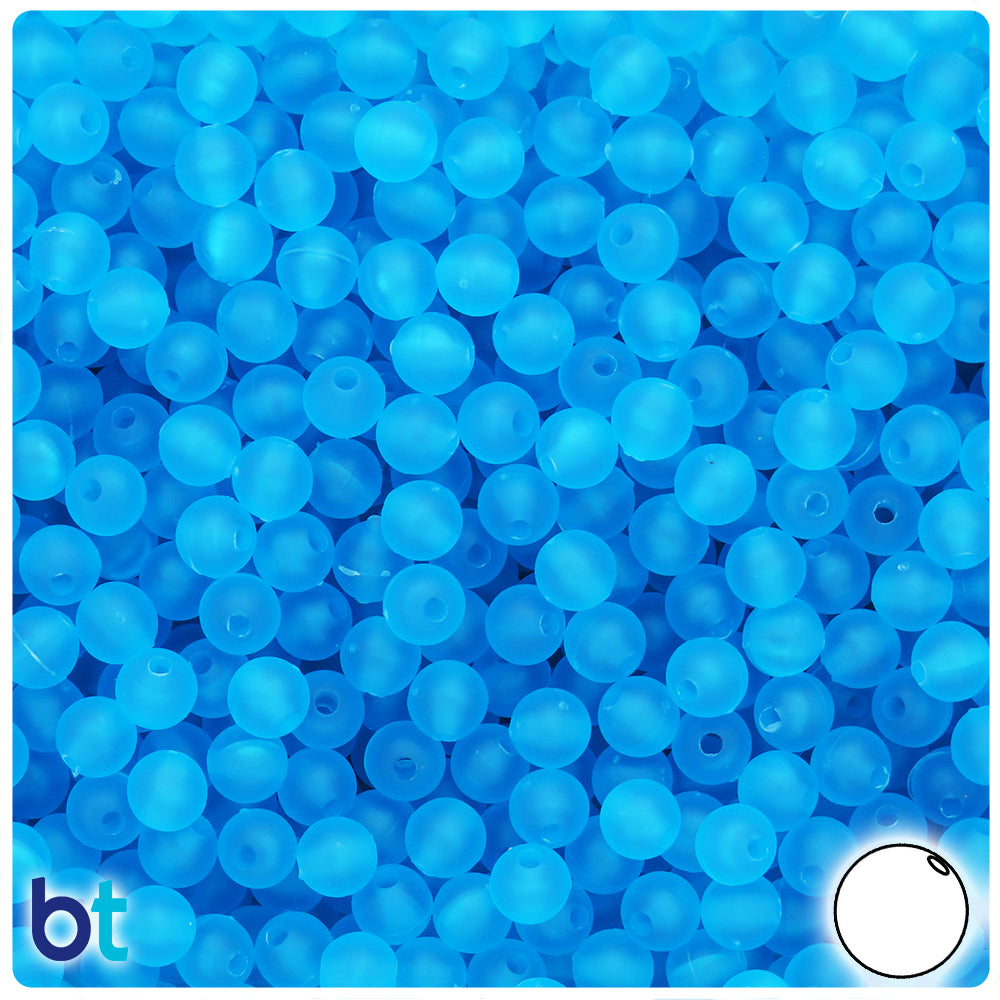 Turquoise Frosted 6mm Round Plastic Beads (500pcs)