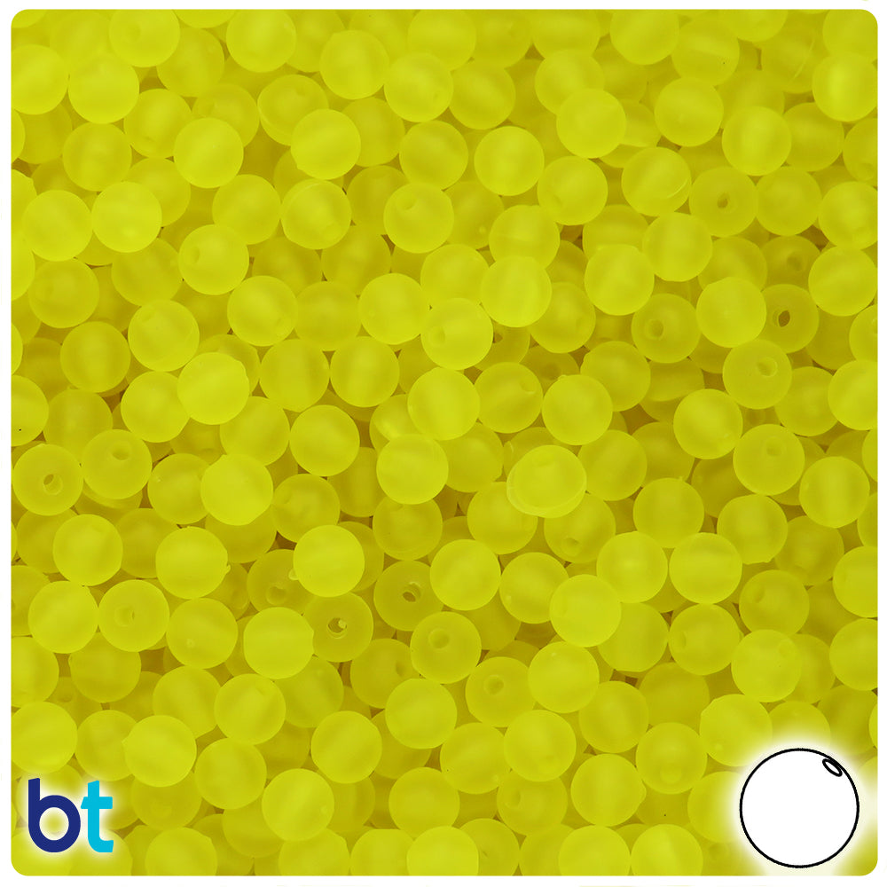 Yellow Frosted 6mm Round Plastic Beads (500pcs)