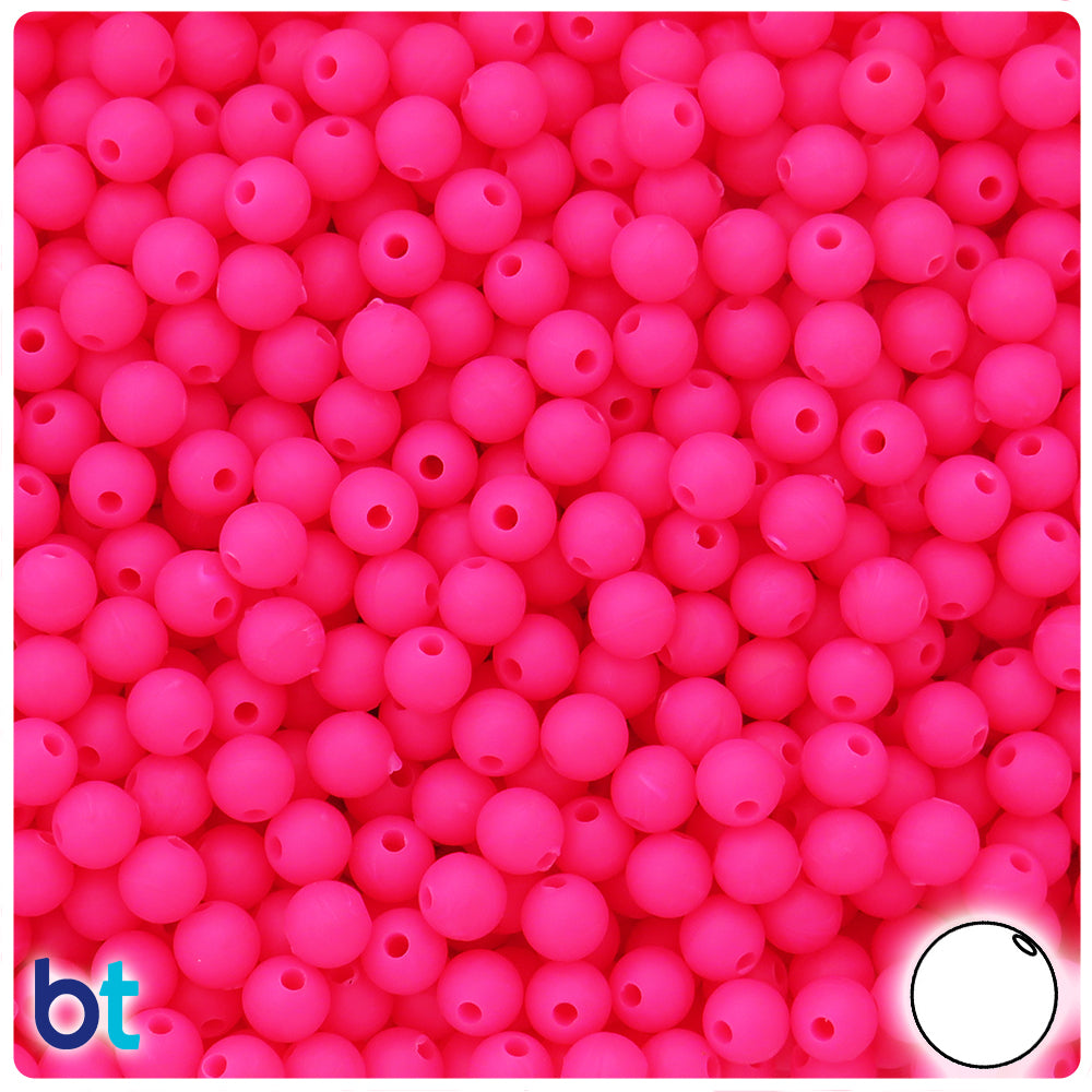 Magenta Matte 6mm Round Plastic Beads (500pcs)