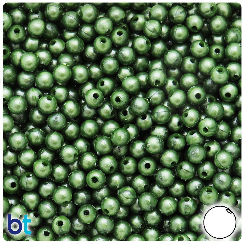 Green Luster Pearl 6mm Round Plastic Beads (500pcs)