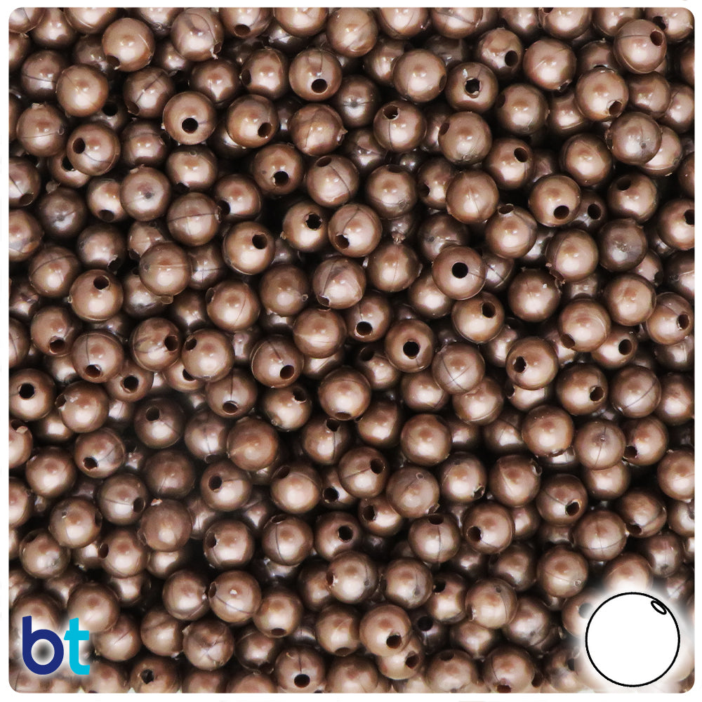 Bronze Pearl 6mm Round Plastic Beads (500pcs)