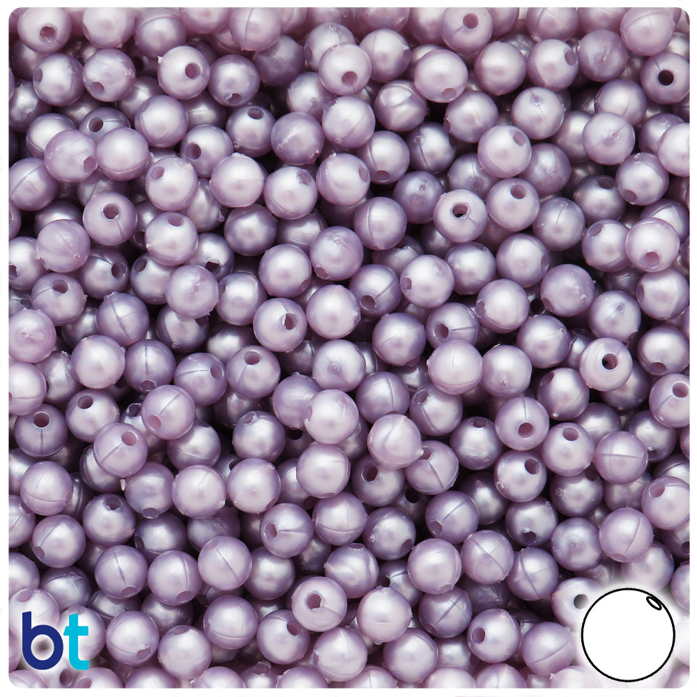 Medium Lavender Pearl 6mm Round Plastic Beads (500pcs)