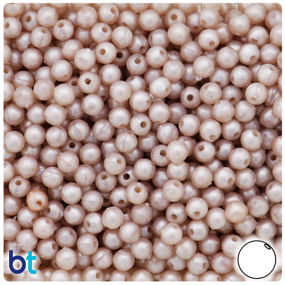 Medium Peach Pearl 6mm Round Plastic Beads (500pcs)