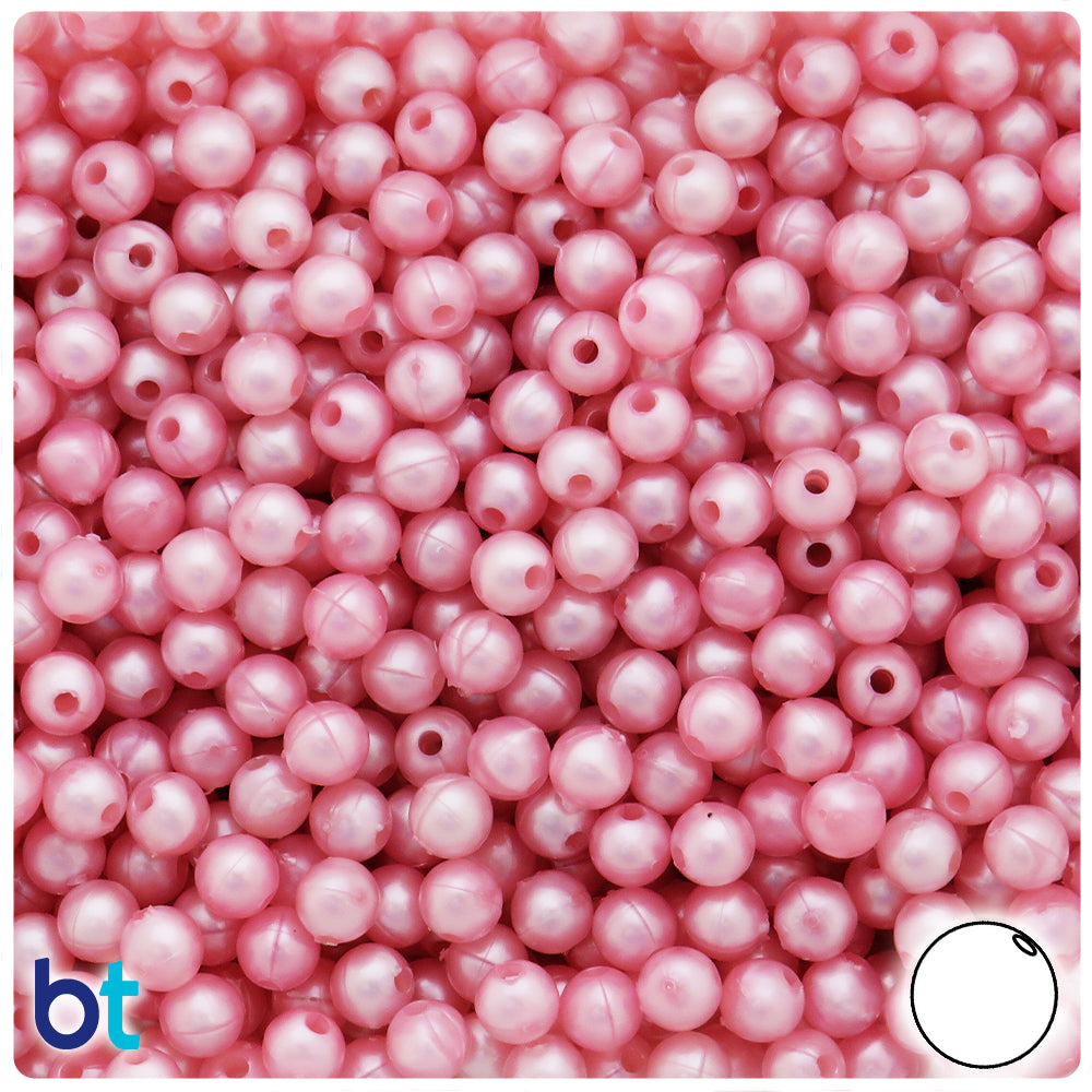 Light Rose Petal Pearl 6mm Round Plastic Beads (500pcs)